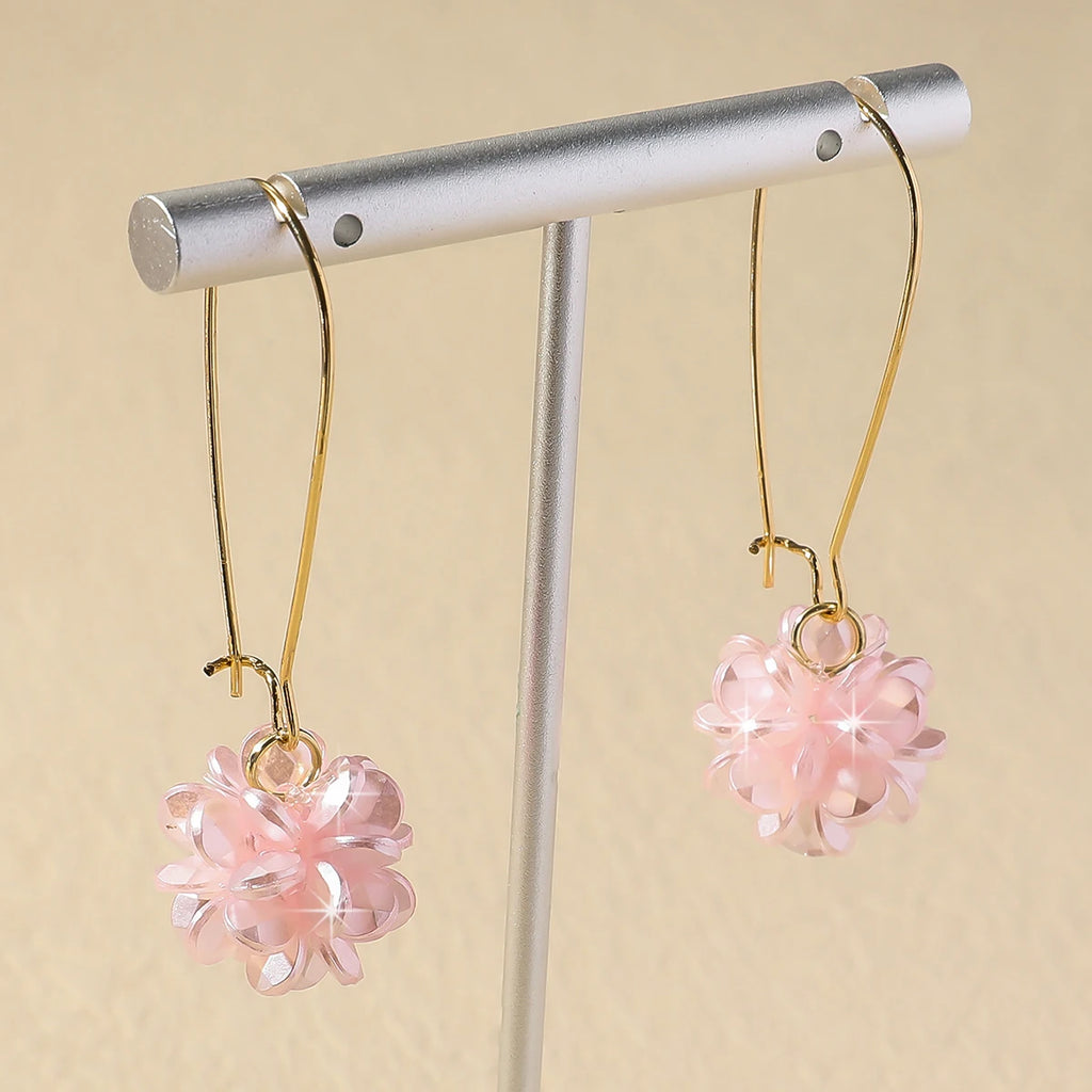 2PC Women's Fashion Pearl Earrings - DIY Petal Ball Design for Outdoor Travel, Carnival, and Party Gifts
