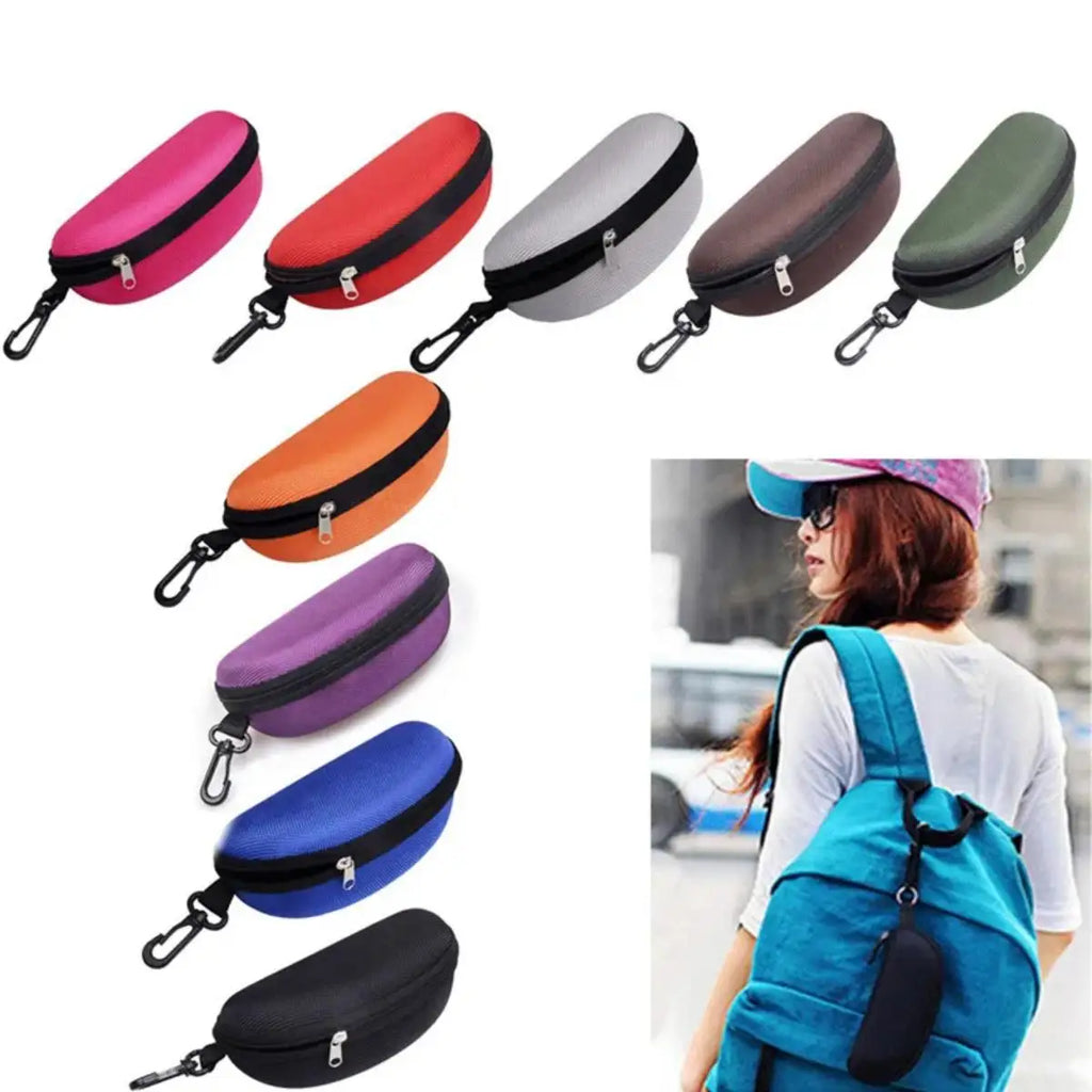 Portable Sunglasses Case Protector - Hard EVA Zippered Eyeglasses Case in Oxford Cloth
