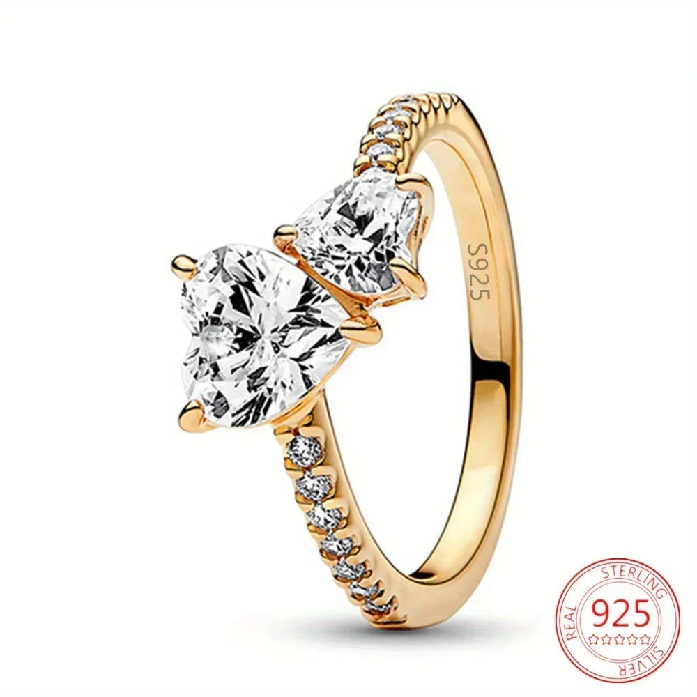 925 Sterling Silver Princess & Crystal Rings - Stunning 925 Sterling Silver Rings with Crystals