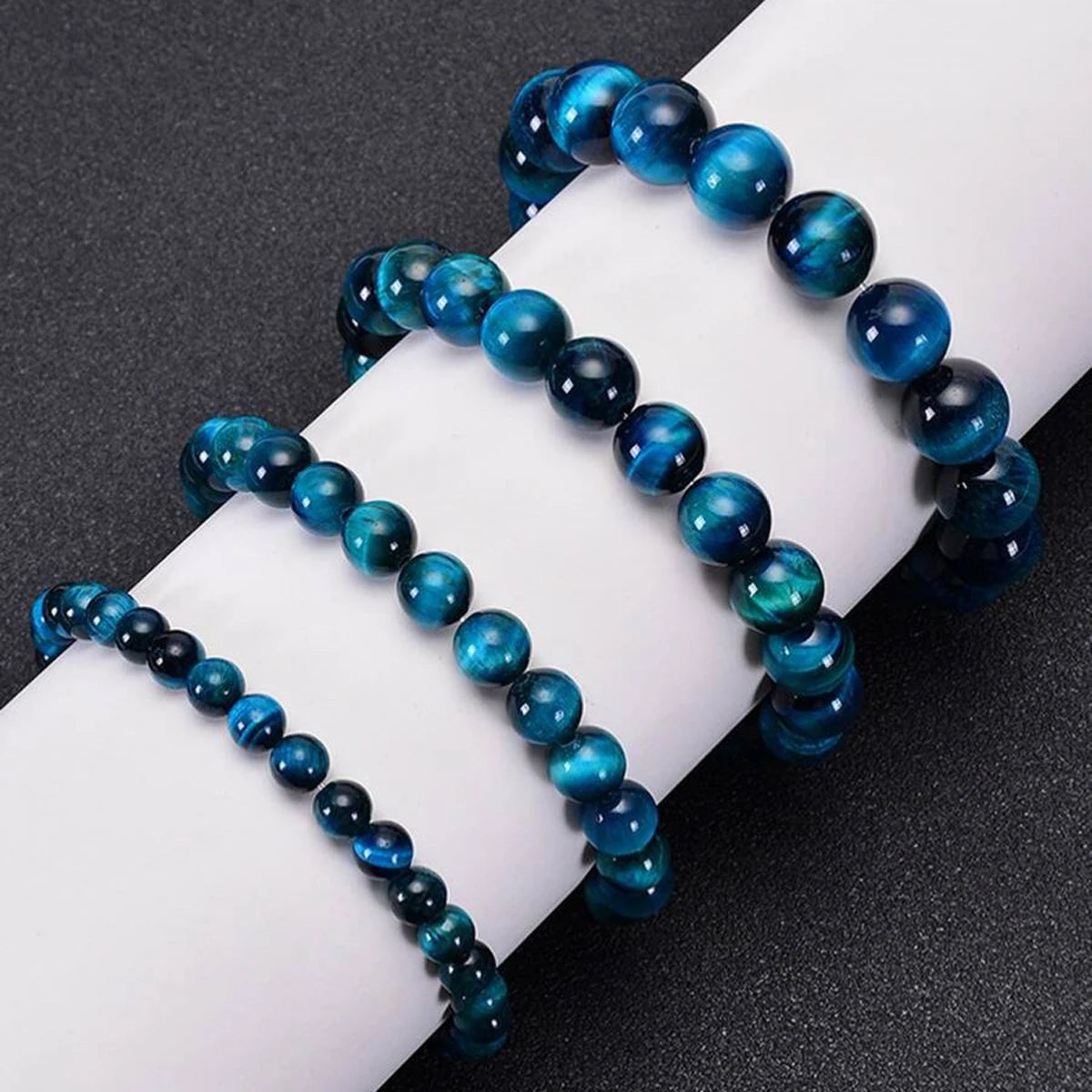 1Pc Minimalist Blue Tiger Eye Stone Bracelet - 6/8/10mm Natural Beaded Jewelry for Daily Wear