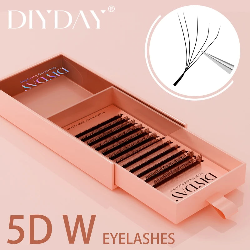 DIYDAY W-Shape Eyelash Extensions - 3D to 8D Premade Fan Bloom Effect Lashes for Natural Soft Beauty Makeup