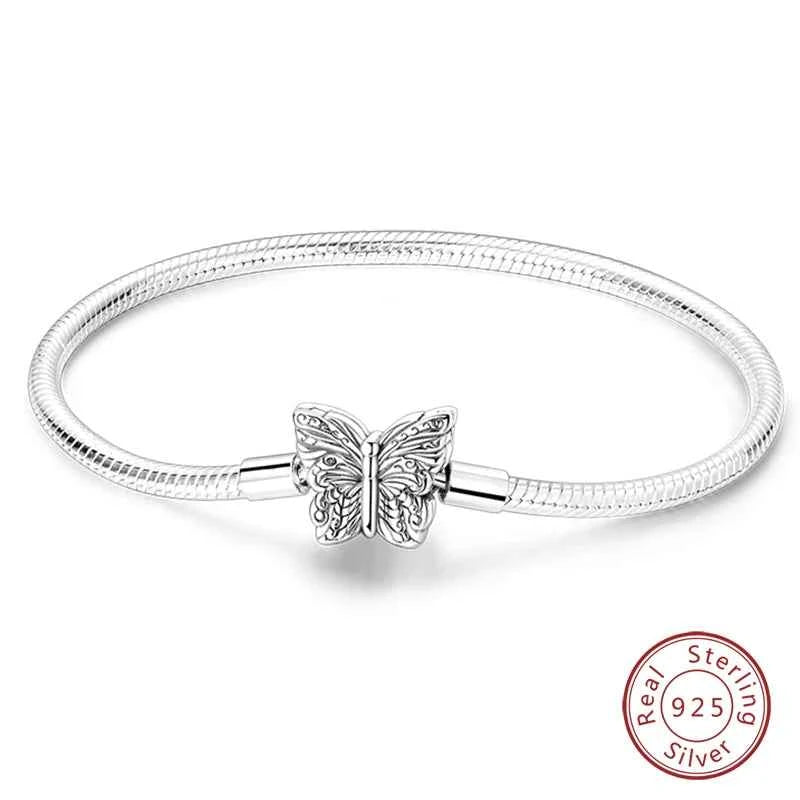 Silver 925 Moon Star Bracelet with Green Zircon - Adjustable 17-20CM Four Leaf Clover Charm Jewelry Gift