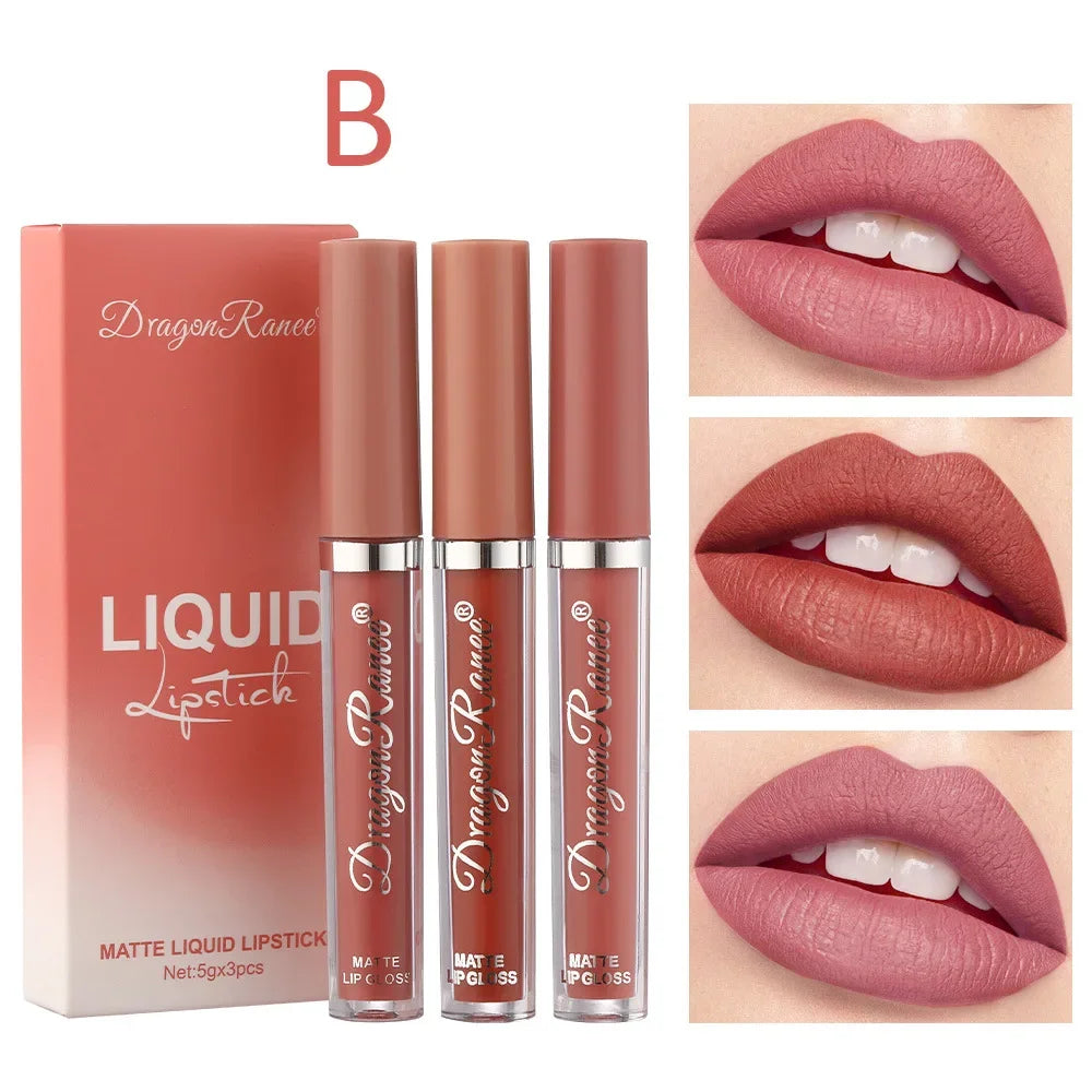 3 PCS Liquid Lipsticks Set - Long Lasting Waterproof Matte Lipsticks for Women - Korean Beauty Cosmetics - Allurra Store