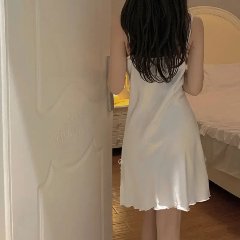 Sexy Lace Nightdress V-neck Women Suspenders Sleepwear Sleeveless Nightdress for Ladies - Allurra Store