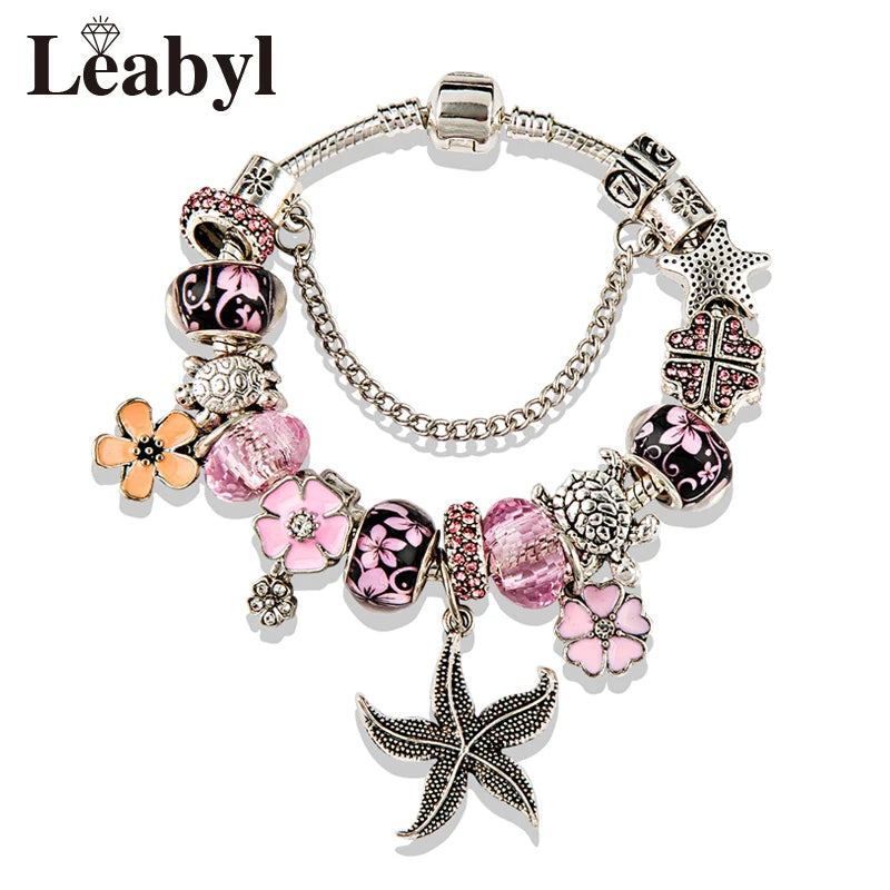 Valentine's Heart Crystal Bracelet - Elegant Pink Charm Bracelet for Loved Ones
