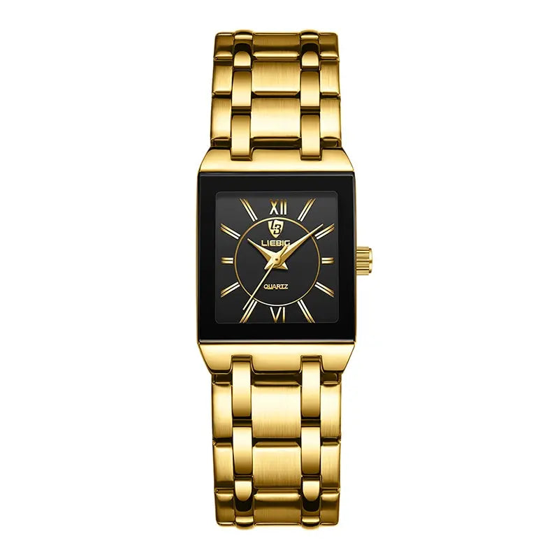 LIEBIG Luxury Quartz Watch - Waterproof Black/Gold Stainless Steel Timepiece