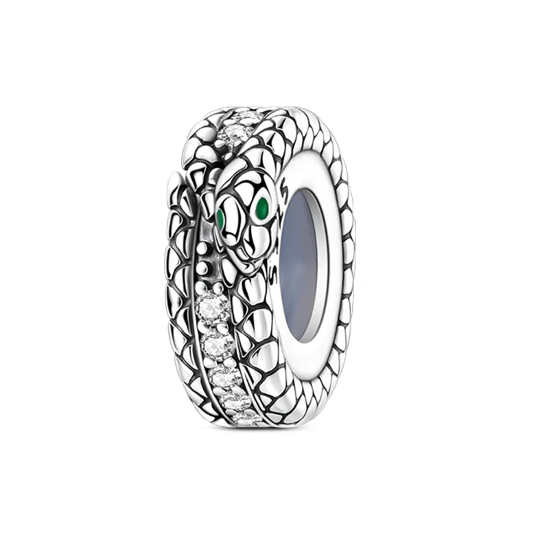 100% 925 Sterling Silver Butterfly Charm with Rainbow Zircon Colorful Dragon Shaped Silicone Stopper for DIY Bracelets Jewelry