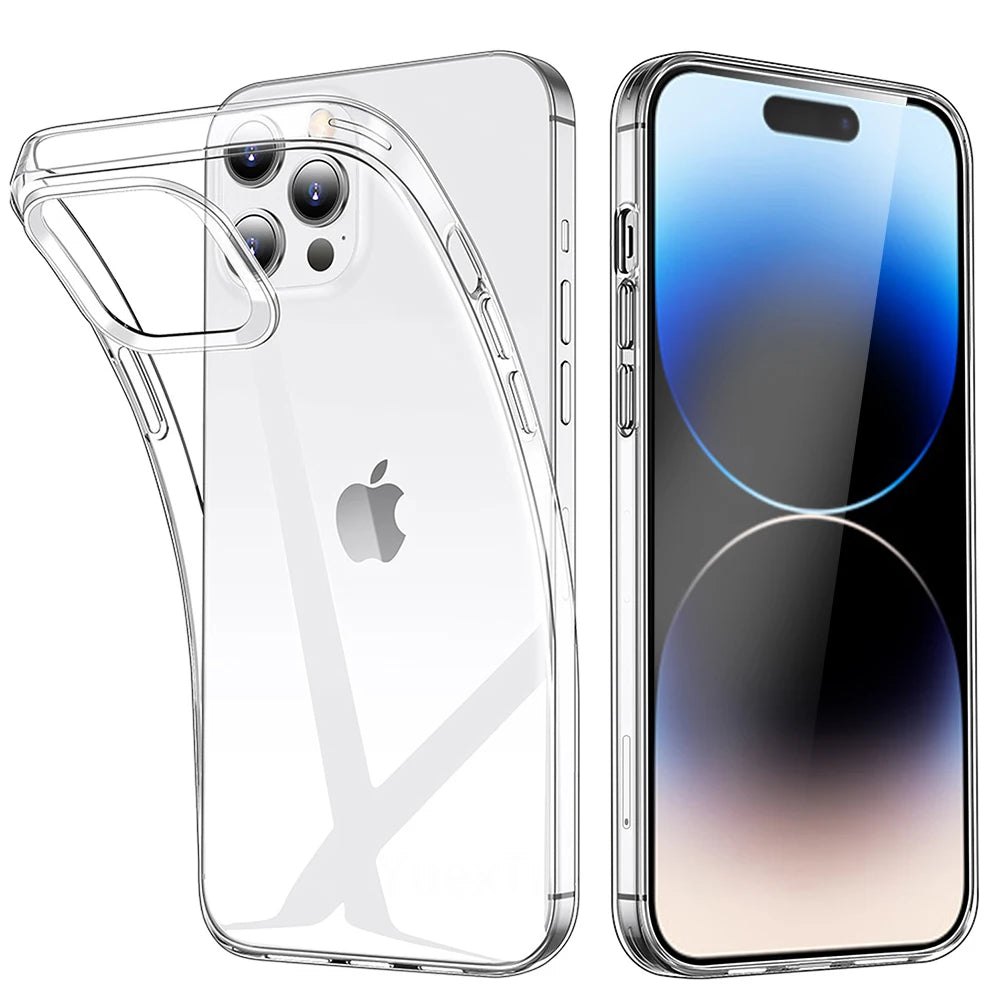 Back Cover Clear Transparent Phone Case for iPhone 16, 15, 14, 13, 12, 11, XS Max, XR, 8, 7 Plus - Soft TPU Silicone Clear Transparent Phone Case iPhone