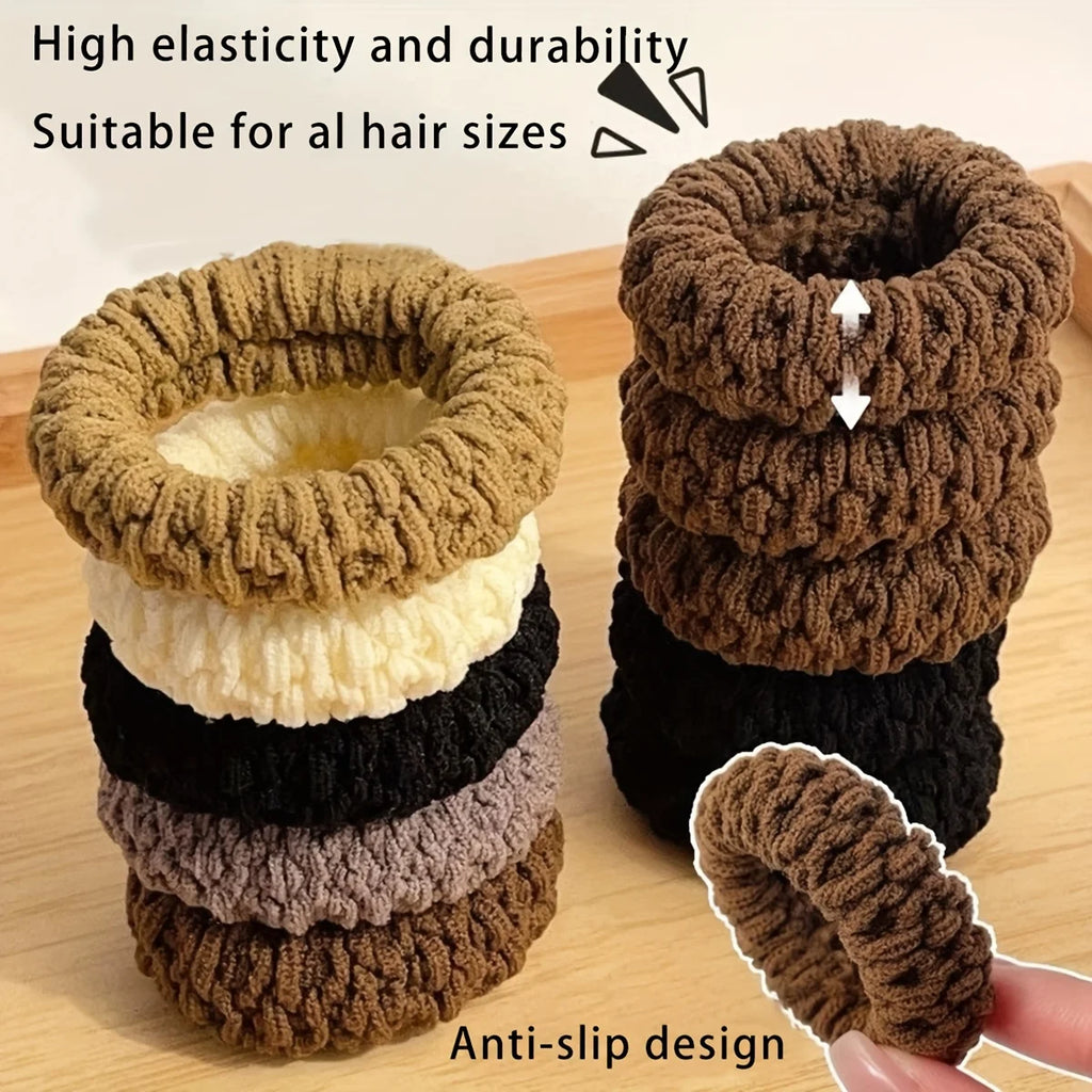 Upgraded Hair Ties - 10pcs Thick & Wide Durable Elastic for Fashionable Ponytails and Buns