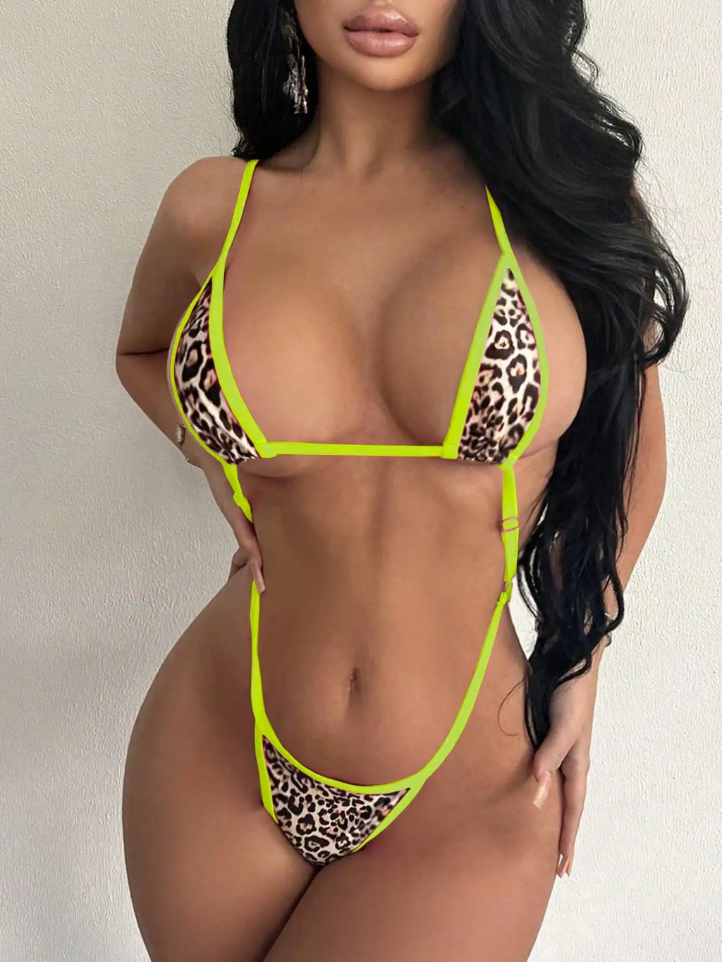 Sexy Leopard Print One-Piece Lingerie Set with Three-Point Style