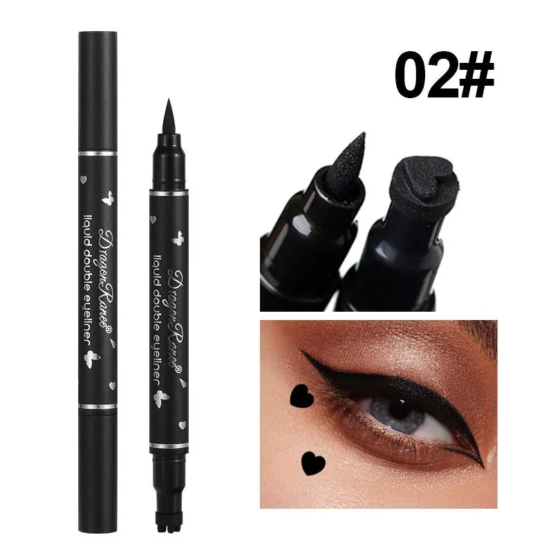 Dragon Ranee Waterproof Eyeliner - Double Head Star Seal, Non-Smudging and Novice-Friendly Heart Plum Embellished Eye Tail Eyeliner