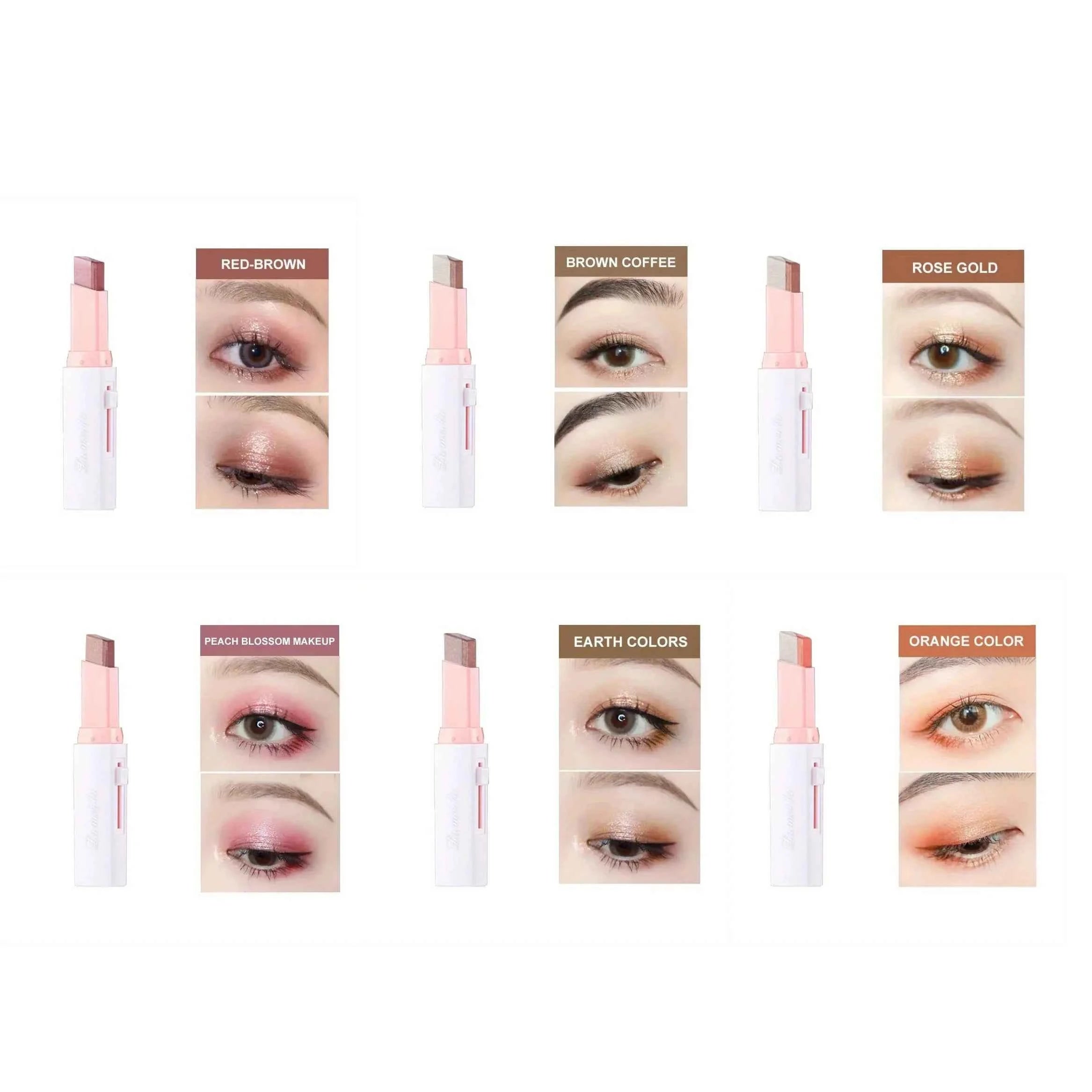 Two Color Gradient Eyeshadow Stick for Three Dimensional Natural Look Without Taking Off Makeup
