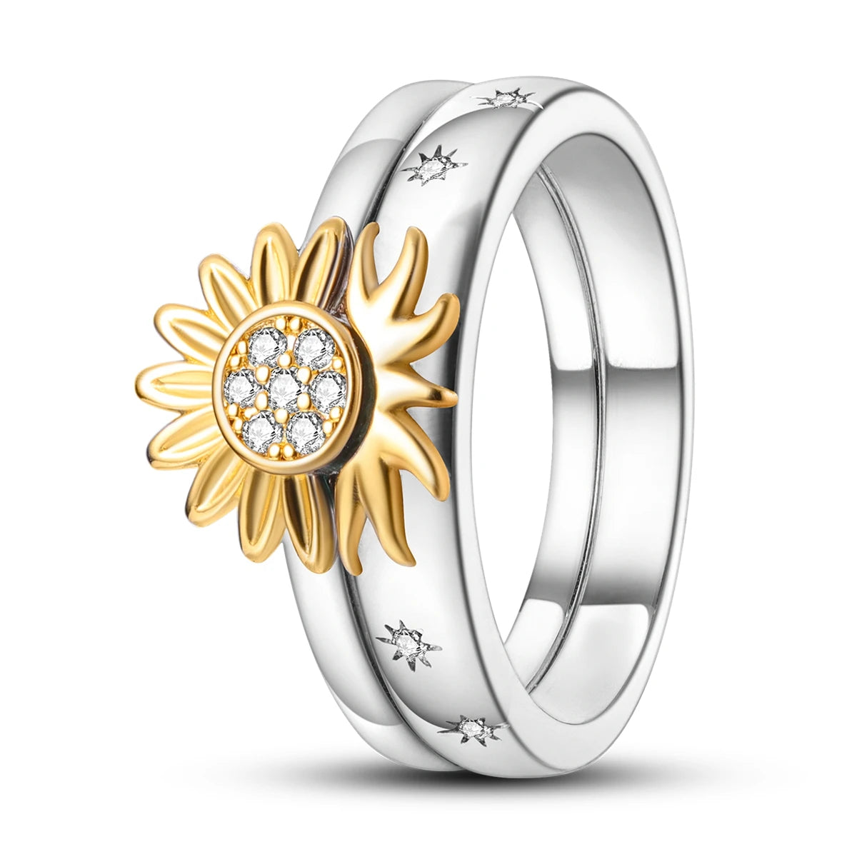 Silver-Plated Daisy Ring - Luxury Stackable Fine Jewelry for Any Occasion