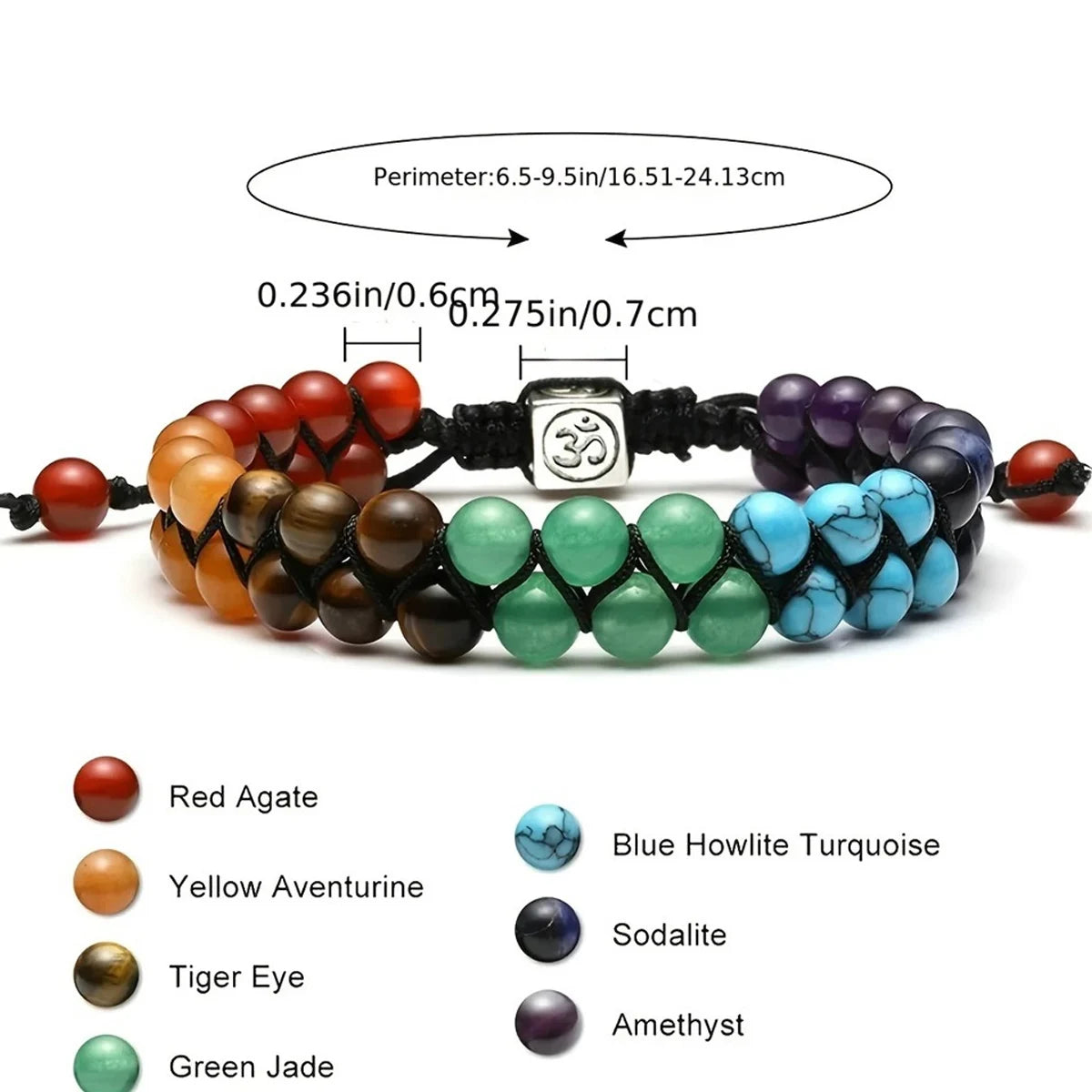 Chakra Crystal Bracelet for Yoga and Meditation - Adjustable Beads Bracelet for Women's Relaxation and Anxiety Relief