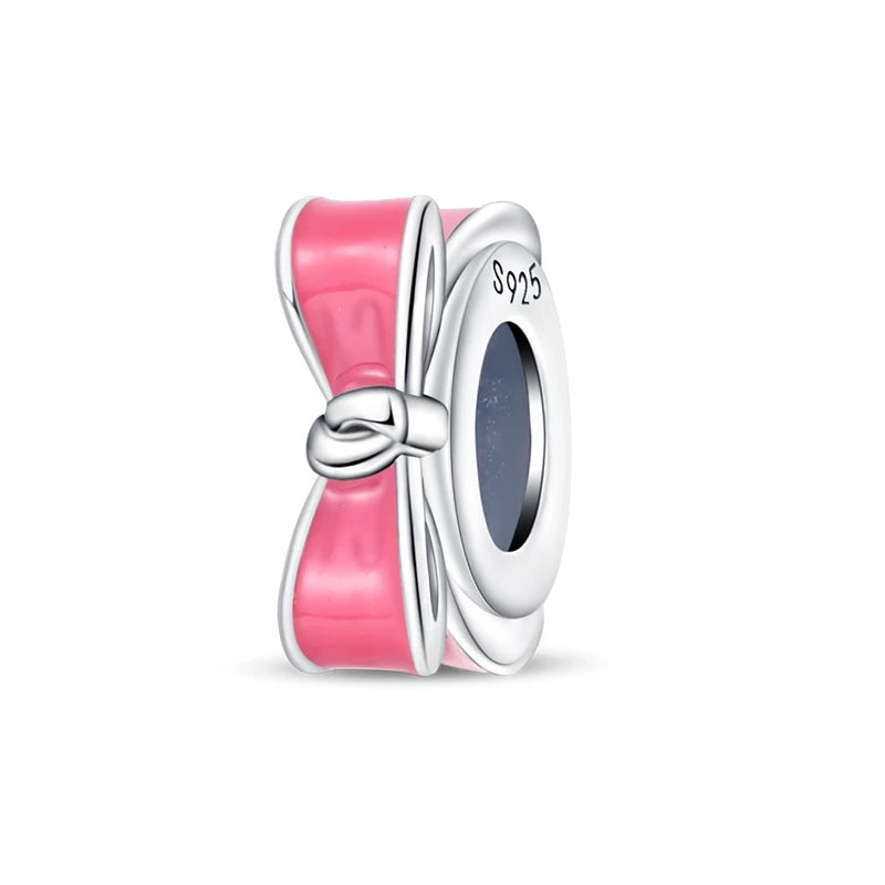 100% 925 Sterling Silver Butterfly Charm with Rainbow Zircon Colorful Dragon Shaped Silicone Stopper for DIY Bracelets Jewelry