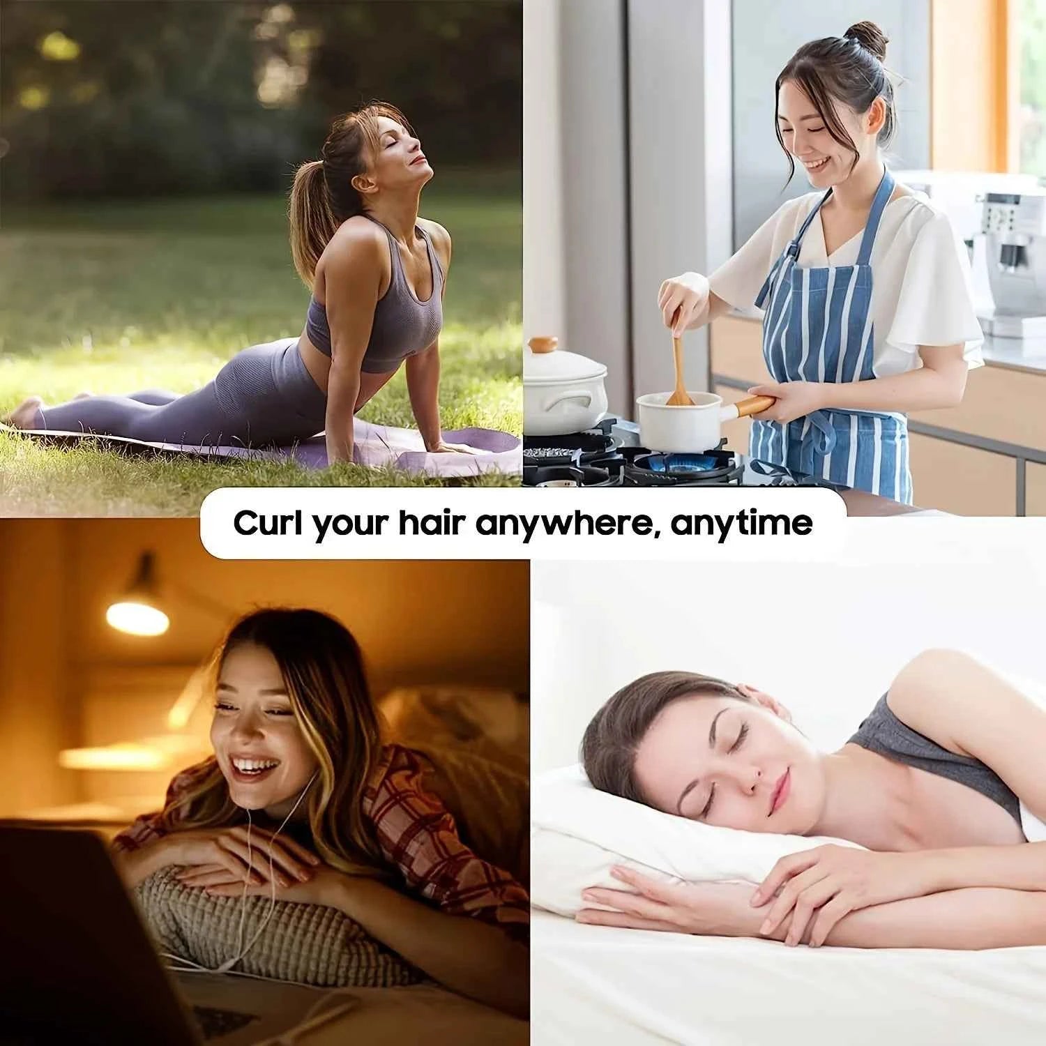 2pcs Heat Free Hair Curler Set - Satin Silk Sleeping Cap and Headwrap for Natural Curly Hair Care