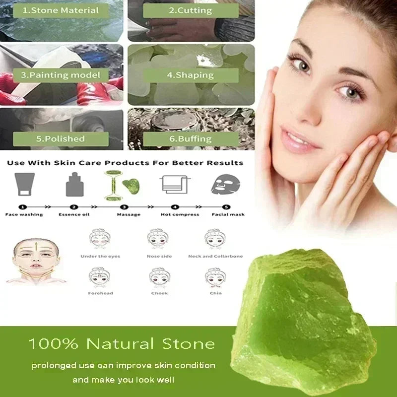 Natural Jade Roller and Gua Sha Set for Face, Neck, and Eye Care - Massage Tools for Visage Lifting and Relaxation - Allurra Store
