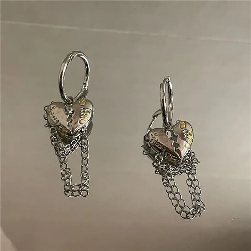Y2K Irregular Liquid Earrings - Silver Hip-Hop Punk Fashion Geometric Clip Earrings for Women, Trendy 2024 Party Jewelry
