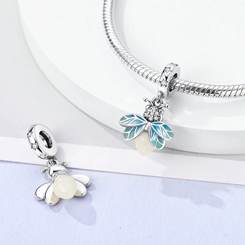925 Sterling Silver Butterfly Charm - Firefly & Glow Charm for Bracelets