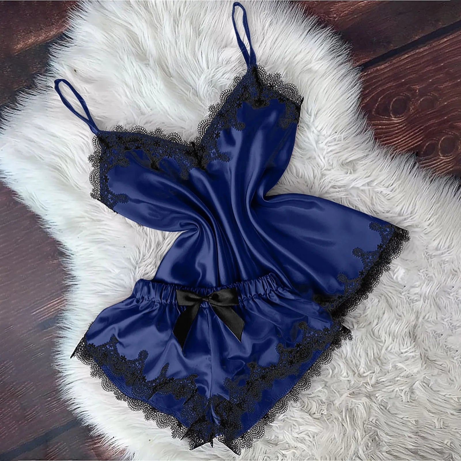 Sexy Lingerie Women Sleepwear Camisole with Bow Shorts