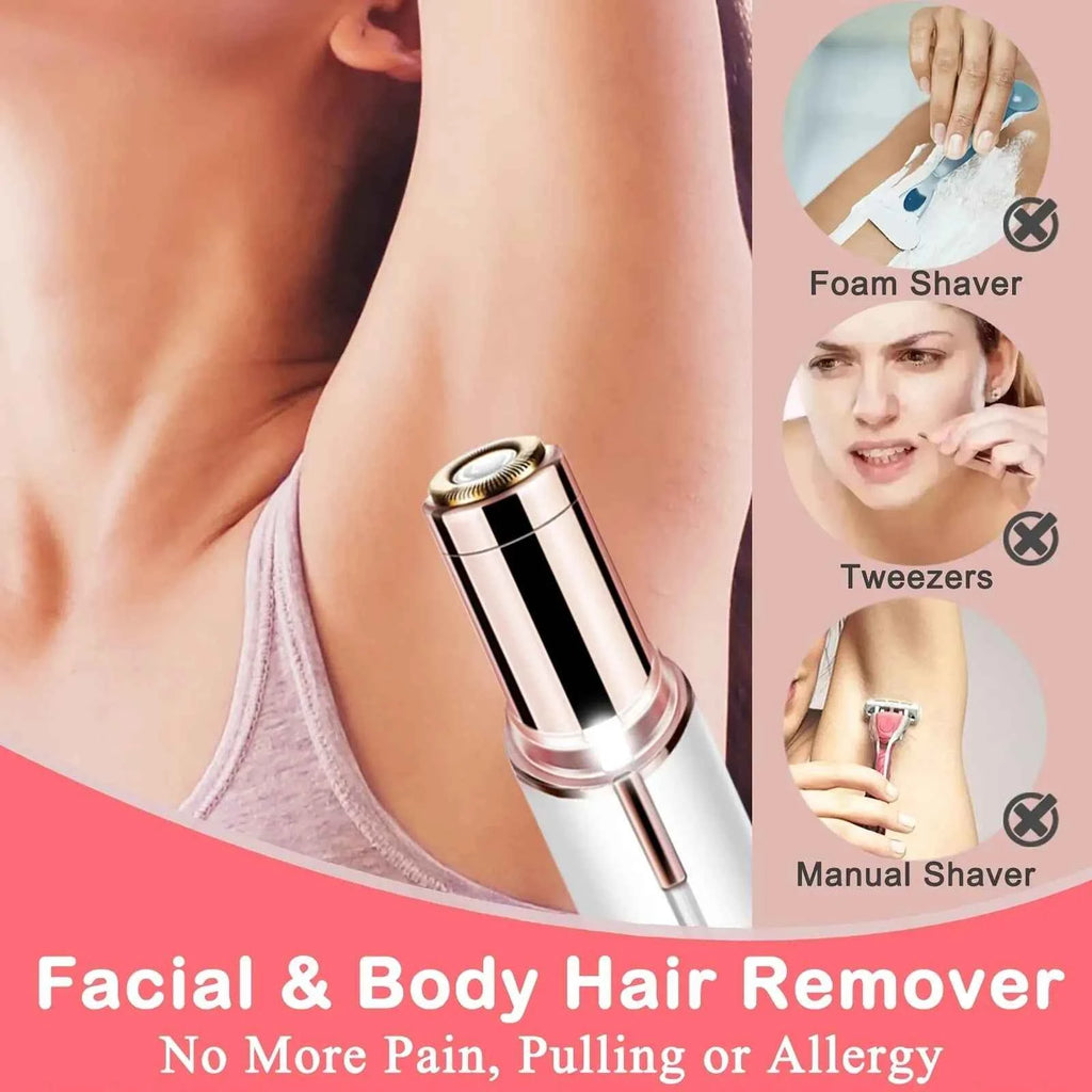 Portable Electric Hair Remover - Lipstick Shaped Painless Facial Hair Removal Shaver Tool for Women