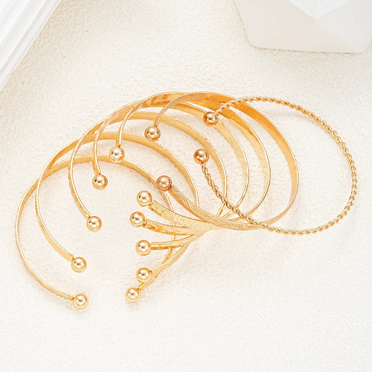 7 Pcs Set Punk Gold Bracelets for Women - Streetwear Goth Heart Prints Metal Design Open Bangle Fashion Jewelry Gifts 2024