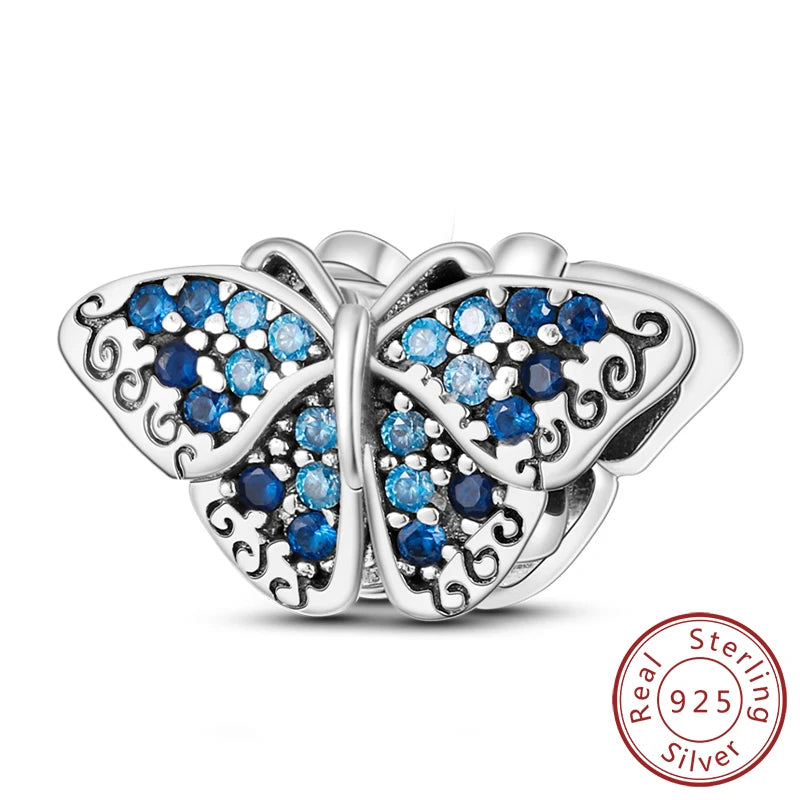 925 Sterling Silver Butterfly Charm - Firefly & Glow Charm for Bracelets