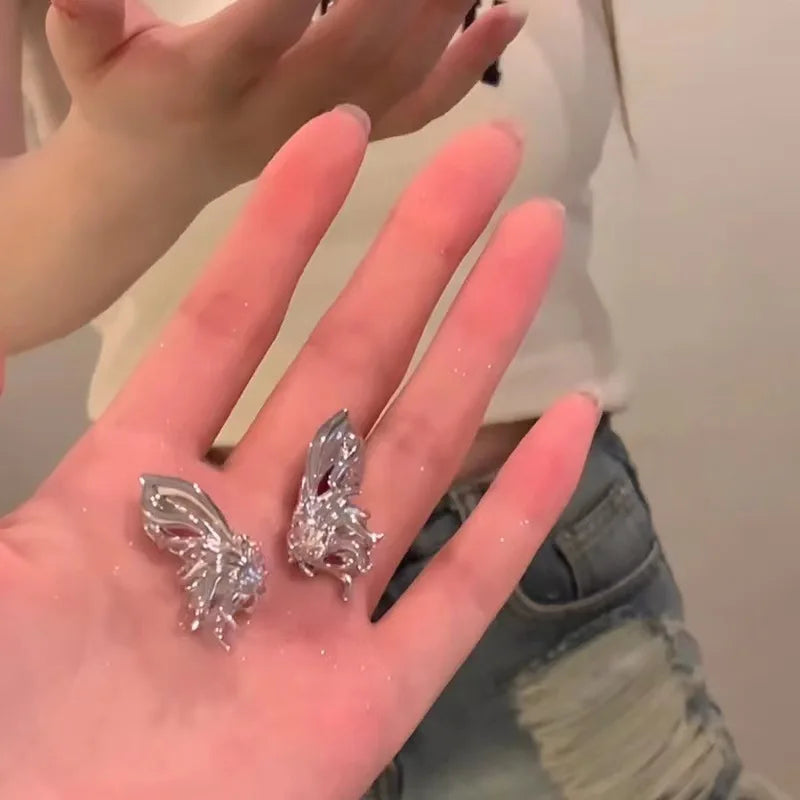 Y2K Irregular Liquid Earrings - Silver Hip-Hop Punk Fashion Geometric Clip Earrings for Women, Trendy 2024 Party Jewelry