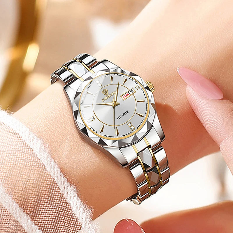 BINBONG Women's Luxury Quartz Watch - Waterproof, Luminous, Date Function