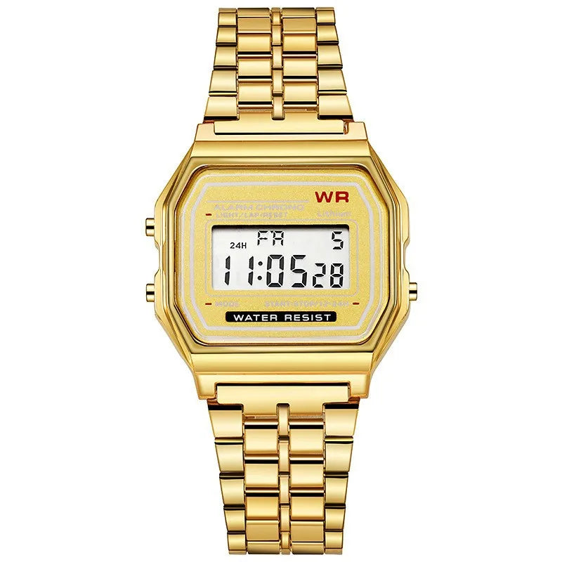 Luxury Rose Gold Digital Watch for Men - Retro Style Electronic Display Clock