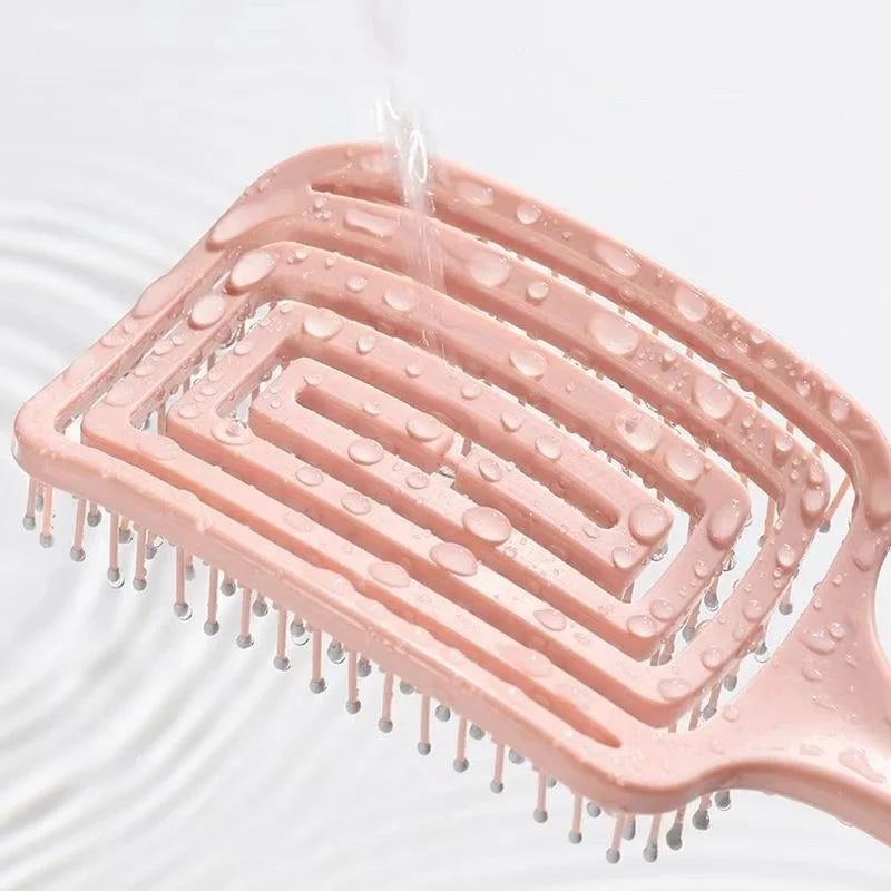 Elastic Massage Comb - 1Pcs Hollow Out Hair Brush for Scalp Massage, Detangling, and Fast Blow Drying Tool
