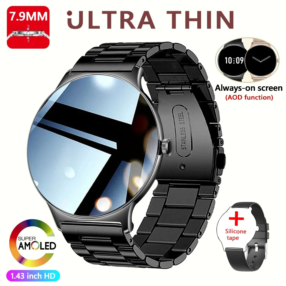 Ultra Thin Smartwatch for Women - Huawei Xiaomi New Fashion Smart Watch with Always Display Time, Sports Bracelet, and Bluetooth Call