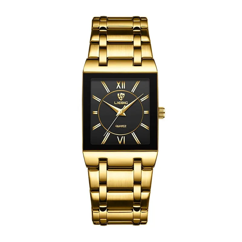 LIEBIG Luxury Quartz Watch - Waterproof Black/Gold Stainless Steel Timepiece
