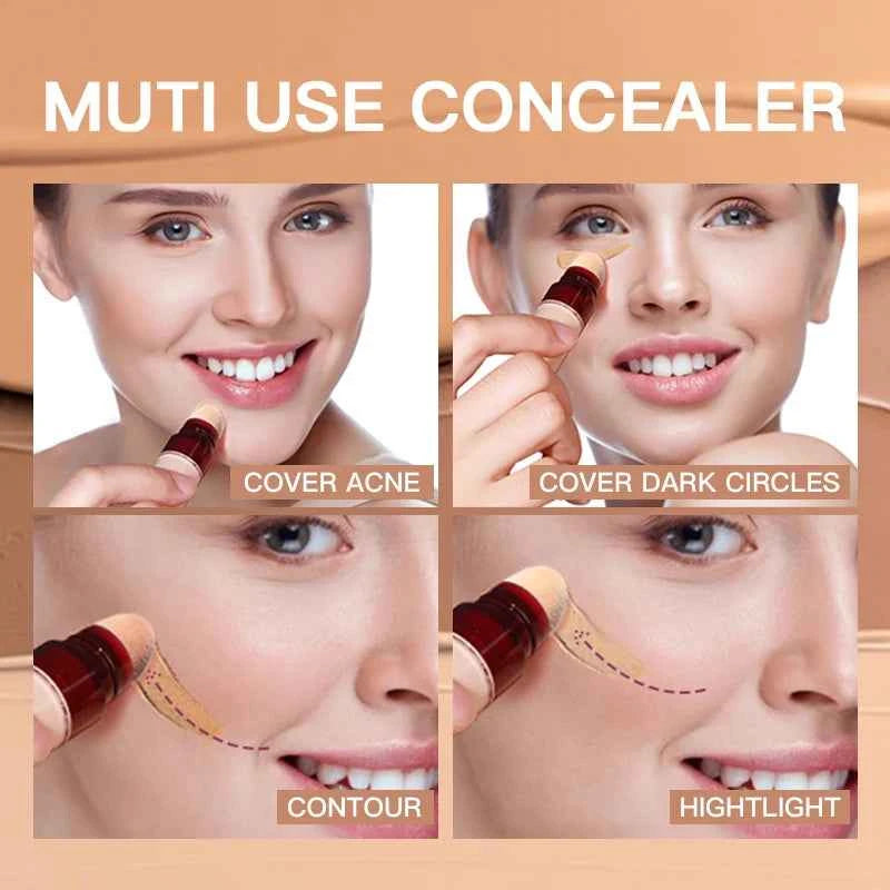 Multi Use Liquid Concealer with Sponge Head - 12 Colors for Flawless Coverage