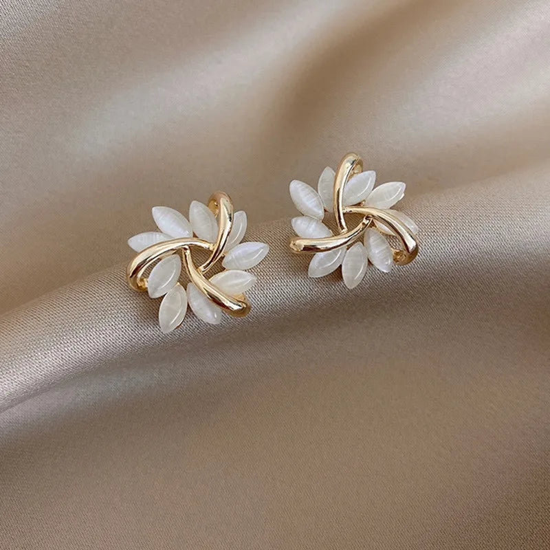 ZAKOL Flower Earrings for Women - New Temperament Gold Color Crystal Zircon Party Accessories