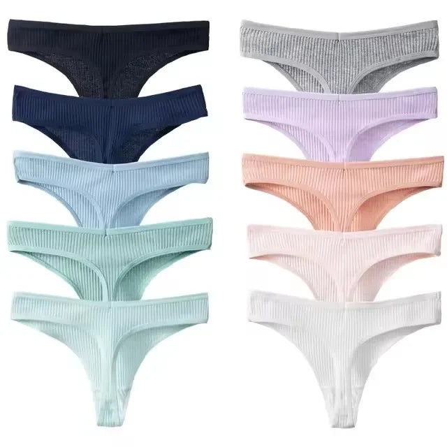 10Pcs Women's Cotton Thong Underwear Set - Soft, Comfortable, and Fashionable Sports Pants - Allurra Store