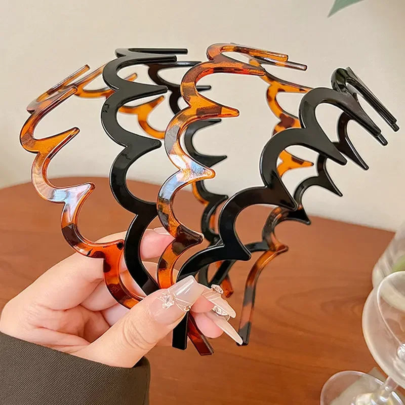 Fashion Wave Headbands for Women - Solid Color Toothed Non-slip Hair Bands for Face Wash, Sports, and Hair Accessories