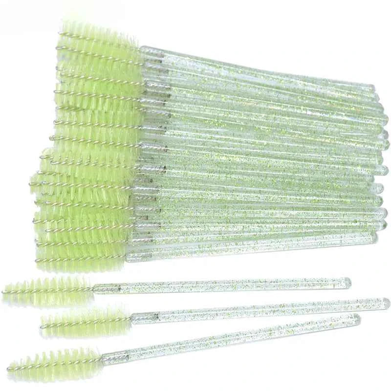 CNKESS Disposable Eyelash Extension Wands - 50Pcs/Bottle Glitter Micro Lash Brushes Spoolie with Container Case Wholesale
