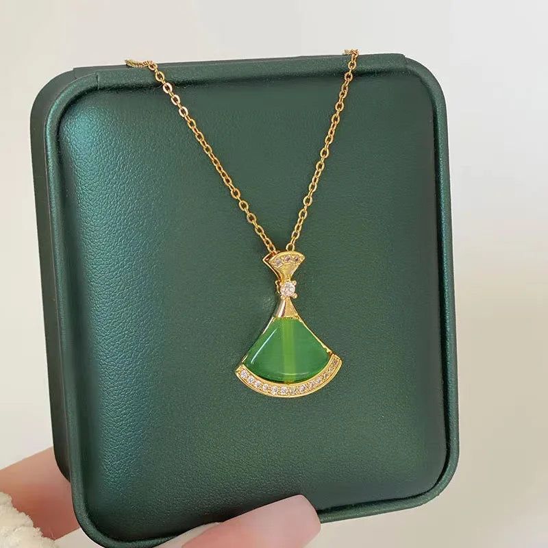 New Light Luxury Zircon Crystal Stainless Steel Necklace for Women - Korean Fashion Sweet Sexy Clavicle Chain Jewelry