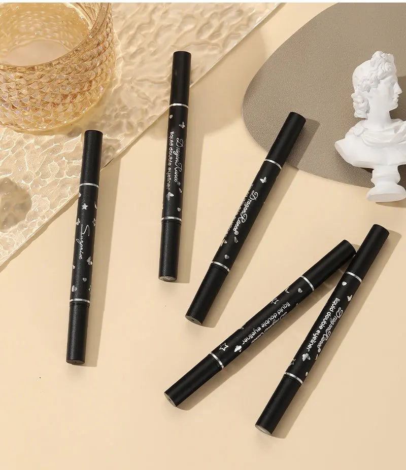 Dragon Ranee Waterproof Eyeliner - Double Head Star Seal, Non-Smudging and Novice-Friendly Heart Plum Embellished Eye Tail Eyeliner