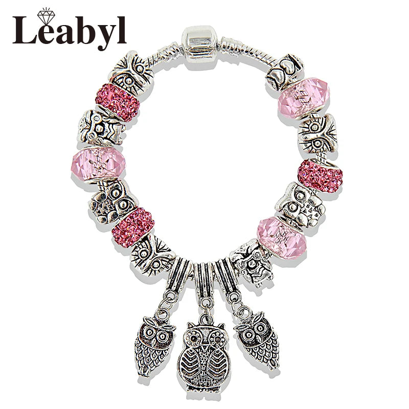 Valentine's Heart Crystal Bracelet - Elegant Pink Charm Bracelet for Loved Ones
