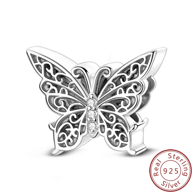 925 Sterling Silver Butterfly Charm - Firefly & Glow Charm for Bracelets