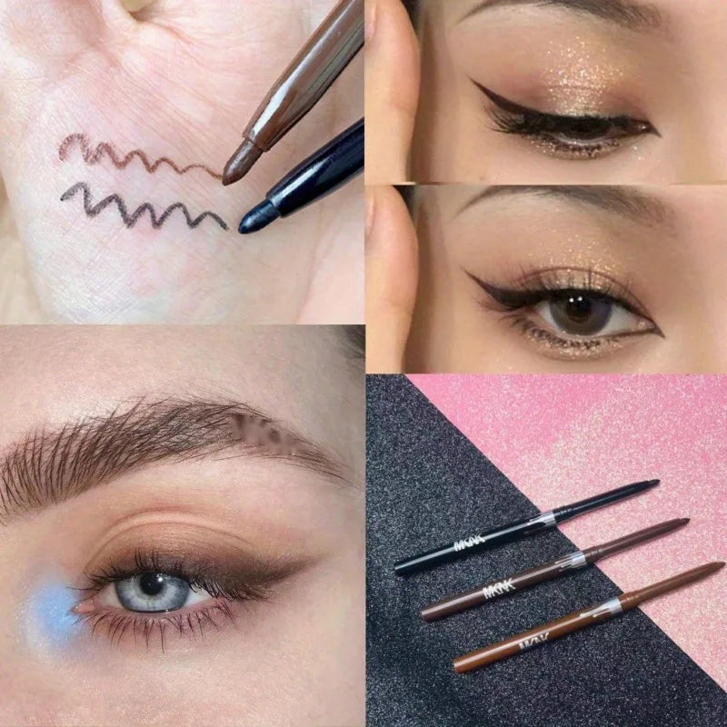 Waterproof Eyeliner Gel Pencil - Ultra-fine Matte Black Brown with Quick Dry Non-Smudge Formula for Easy Wear Makeup