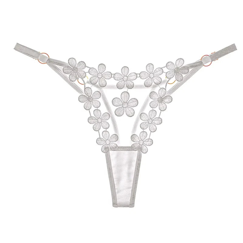 Sexy Lace Thong Women Butterfly Low Waist Panties G strings Transparent Mesh Briefs Adjustable Waist Panties Culotte Femme - Allurra Store