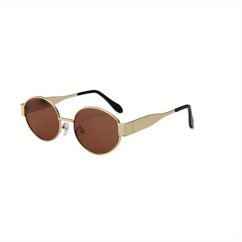 Trendy Oval Sunglasses with Metal Frame - Classic Shades