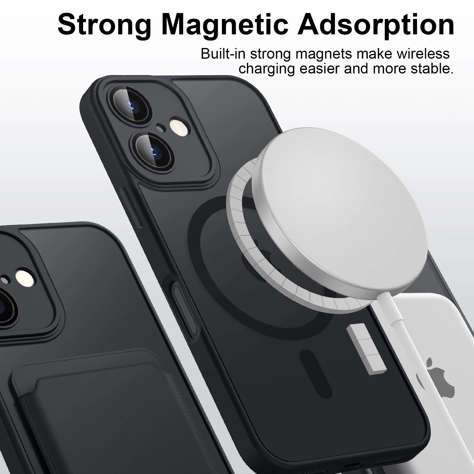 Luxury Magnetic Matte iPhone Case - Shockproof Translucent Armor for iPhone 11 to 16 with Wireless Charging Cover