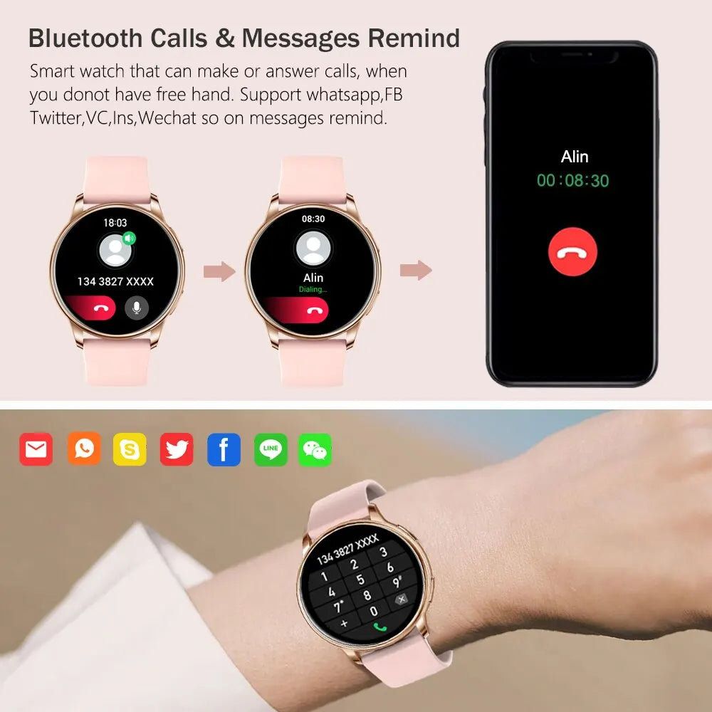 Bluetooth Smart Watch for Women - MEVADEN Custom Dial Fashion Smartwatch Y22 for Android & iOS, Sport Fitness & Health Tracker - Allurra Store