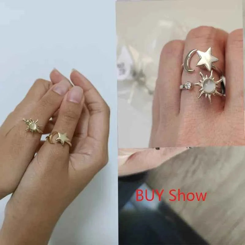 Anti Stress Anxiety Fidget Rings for Anxiety Women - Stainless Steel Spinner Sunflower Star Trendy Jewelry Gift Dropshipping