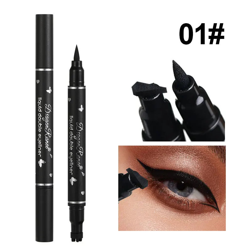 Dragon Ranee Waterproof Eyeliner - Double Head Star Seal, Non-Smudging and Novice-Friendly Heart Plum Embellished Eye Tail Eyeliner