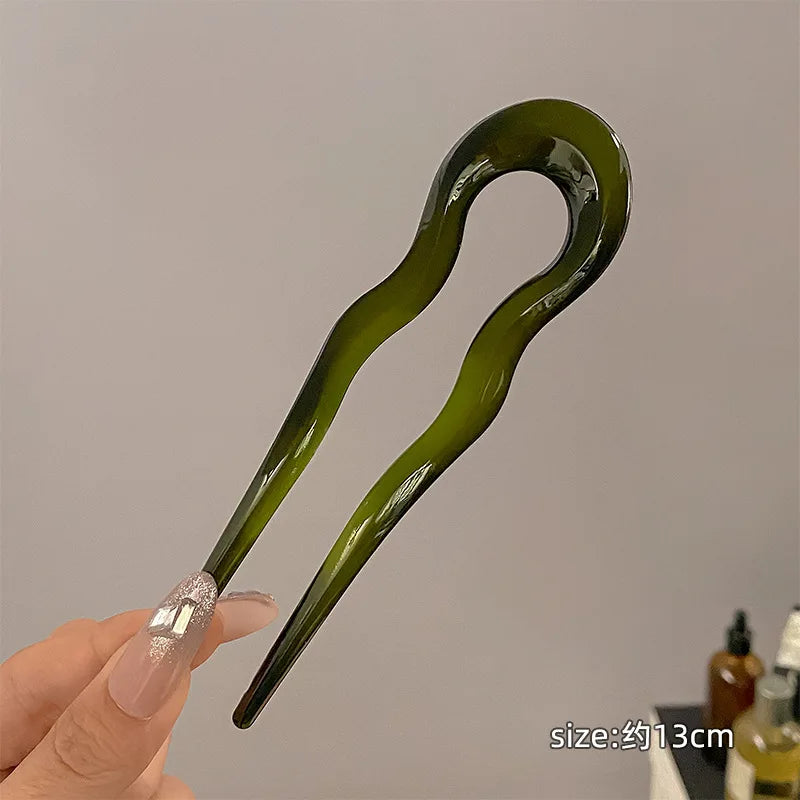 U-Shaped Tortoiseshell Hairpin for Women – Geometric Hair Fork, Fashionable Hair Clips and Accessories